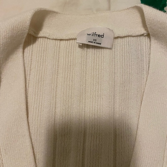 Aritzia Wilfred Plunge Front Thais Cardigan Oak White Wool Cotton XS - Picture 4 of 4